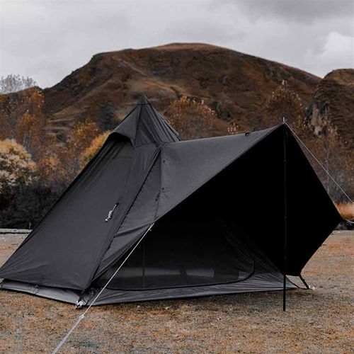 户外露营装备印第安帐篷防晒防水户外黑色尖塔三角天幕帐篷