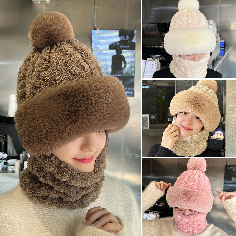 电动车帽子男女加绒围脖一体保暖冬季骑车防风包头护颈遮脸面罩帽