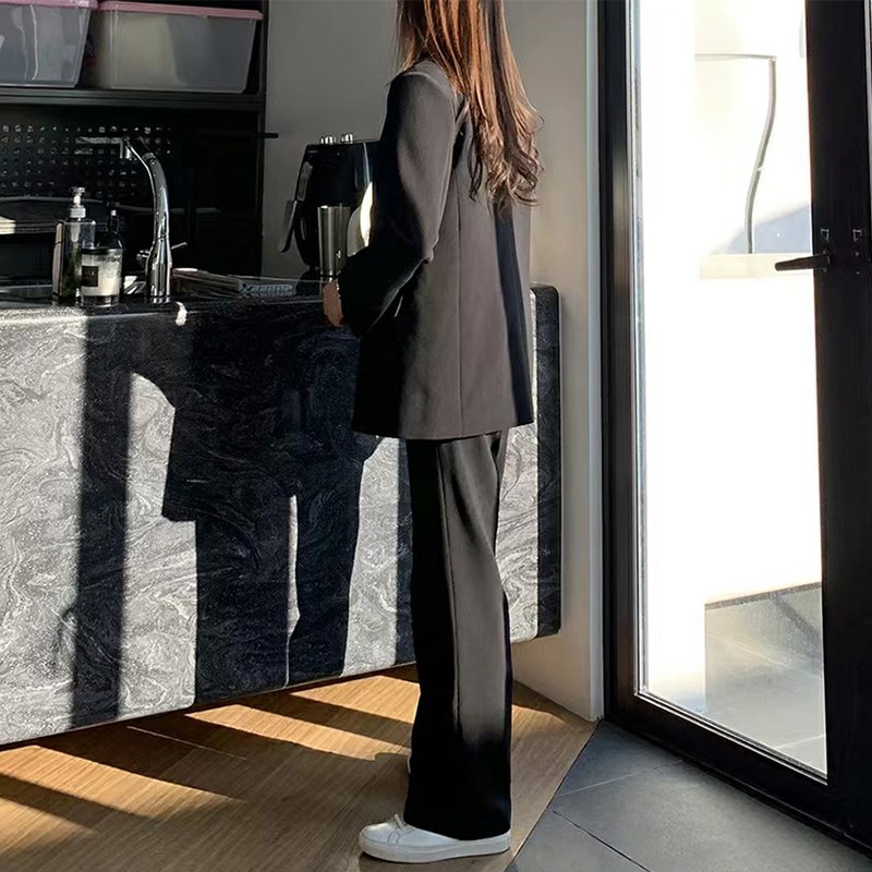 黑色西装套装女春秋职业装正装大学生面试答辩西服外套气质工作服