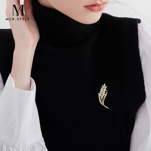 高档麦穗胸针女精致大衣毛衣别针配饰2021年新款潮气Z质胸花装饰