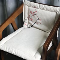 坐靠一體墊學生藤椅沙發(fā)墊藤椅墊棉麻中式手繪茶椅子坐墊屁墊定制