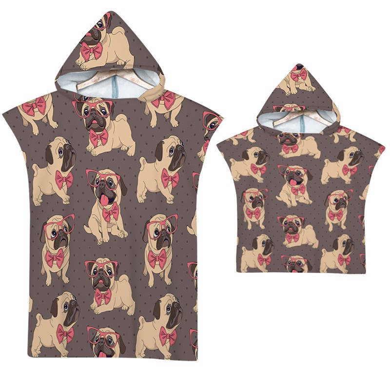 穿戴连帽浴巾居家速干浴袍海边沙B滩换衣外套亲子狗狗款浴巾斗篷2