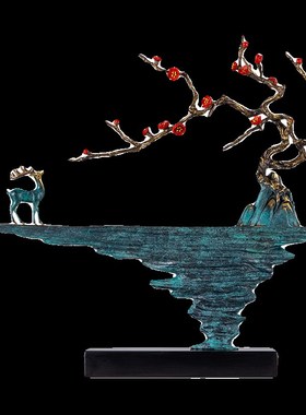 新中式铜鹿摆件客厅对门玄关大型轻奢高档装饰工艺品乔迁开业礼品