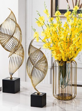 轻奢电视柜摆件客厅玄关金属艺术品酒店大堂样板房展厅软装饰品