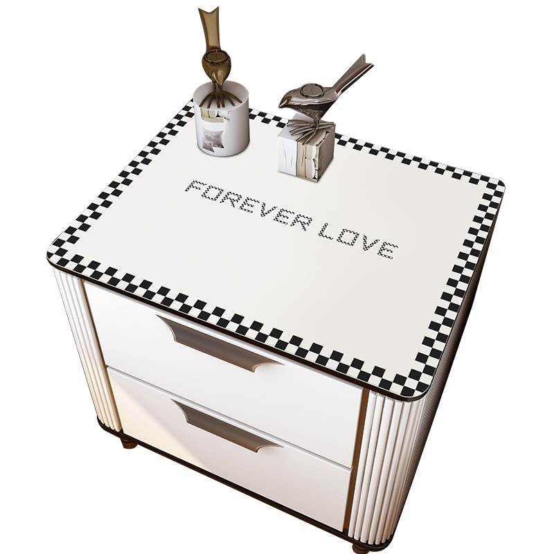 棋盘格床头柜垫子防水防烫桌布PVC桌垫卧室方几现代简约防尘盖布