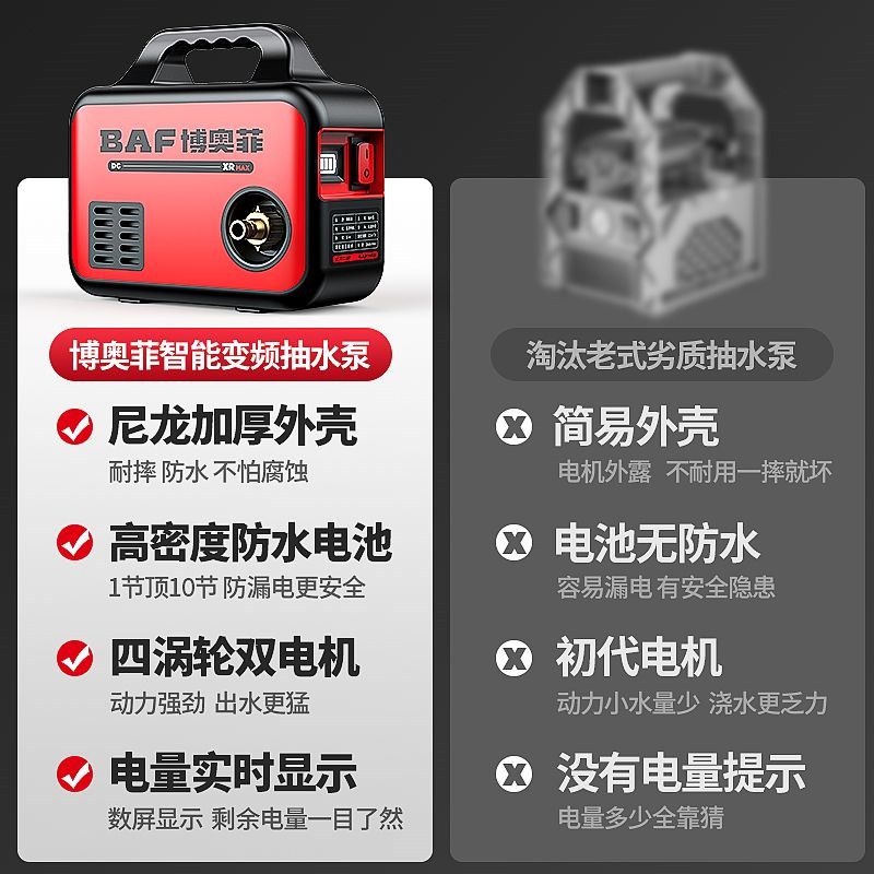 抽水泵充电式浇菜水泵家用小型灌溉机便携手提浇地灌溉锂电抽水机