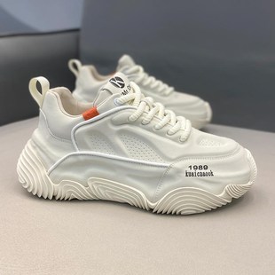 2025春季 拼色皮面厚底增高面包鞋 新款 爆款 潮流休闲男鞋 包底老爹鞋