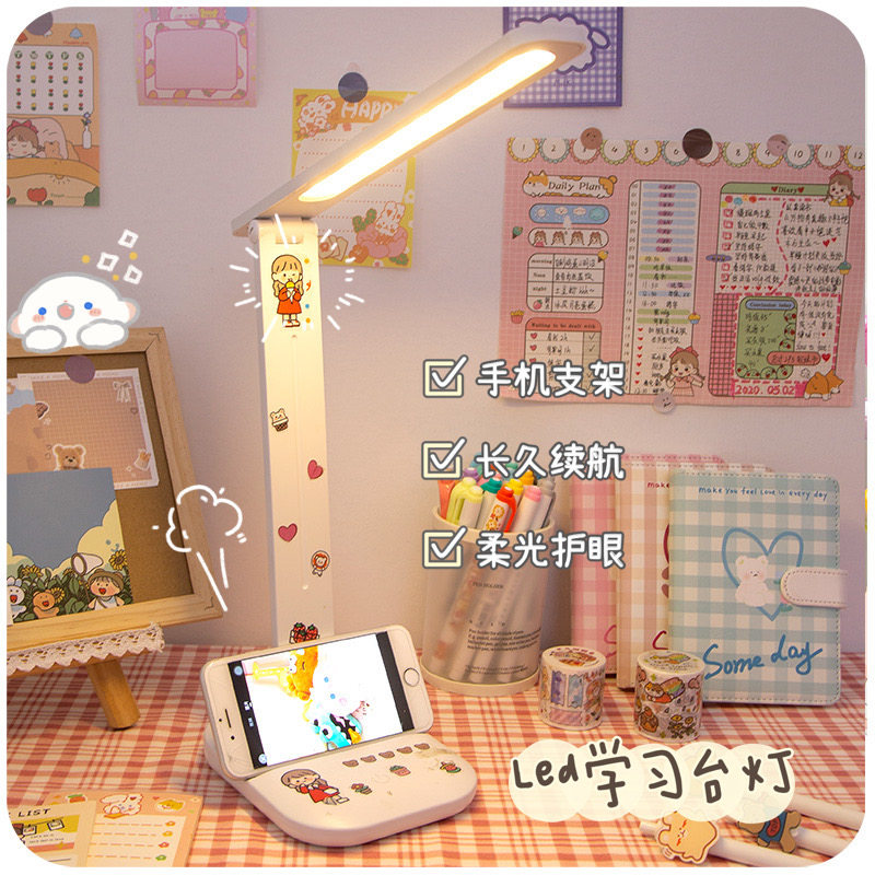 宿舍学习台灯大学生桌面专用女孩台风书桌L护眼儿童阅读学习牀头