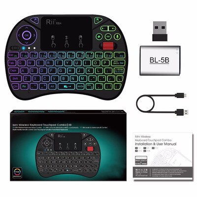 Rii X8+ RGB 2.4G Wireless Keyboard with Touchpad Voice Searc