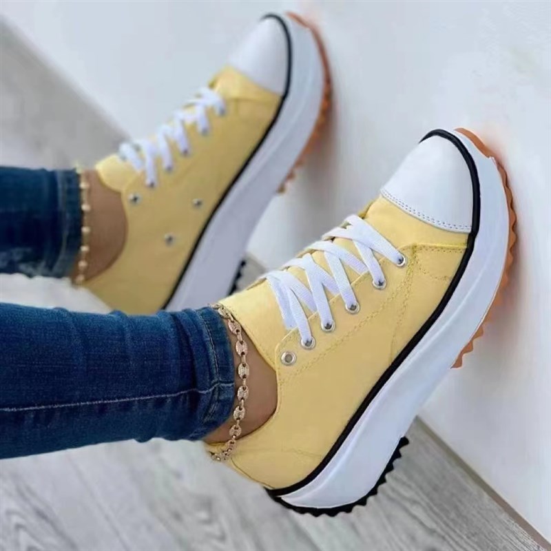 网红Spring Low-top Sneaker Women Shoes Thick-soled Candy Col