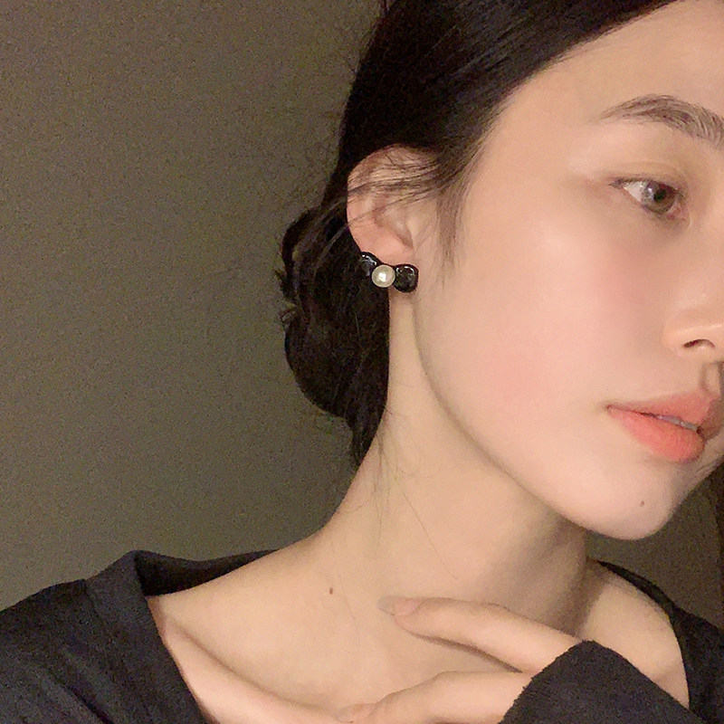 精致小巧日系可爱少女粉色蝴蝶结小耳钉日韩甜美温柔滴釉耳环耳饰