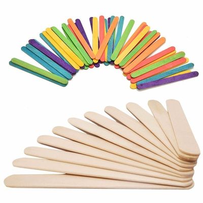 速发50 PCS Natural Wood Popsicle Sticks Wooden Popsicle Stic