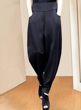 哈伦裤女款宽松显瘦黑色夏季x薄款萝卜裤小脚裤休闲裤子胖妹妹粗