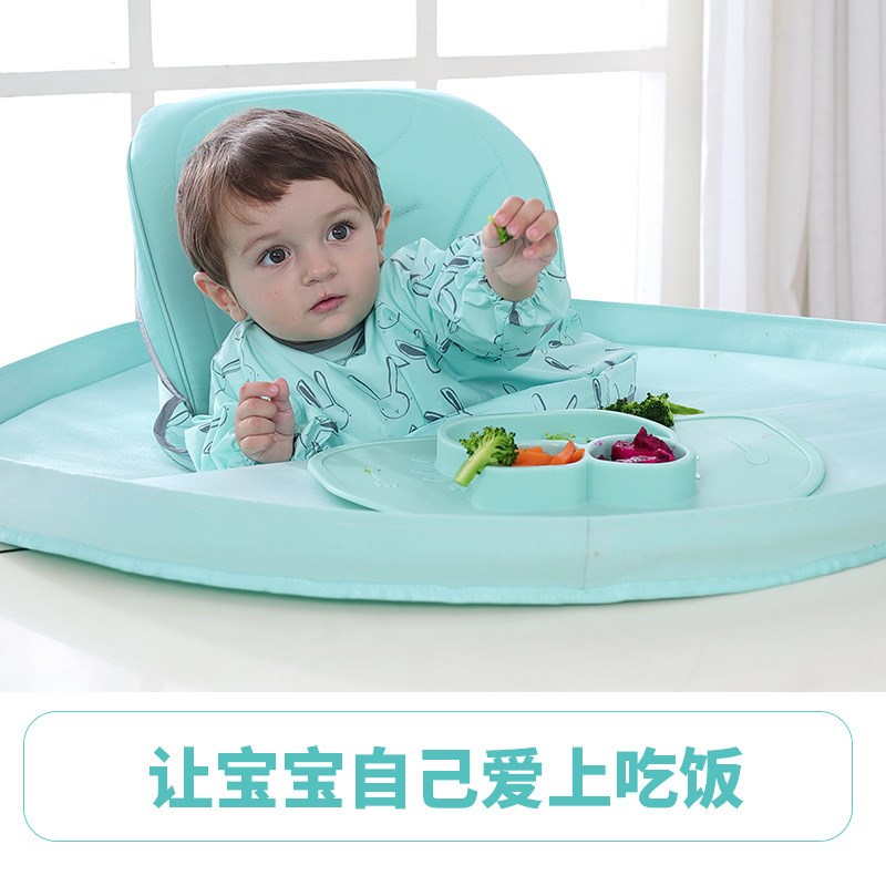 BLW自主进食宝宝辅食餐具防脏神器婴儿童餐桌椅围喂食围兜托盘