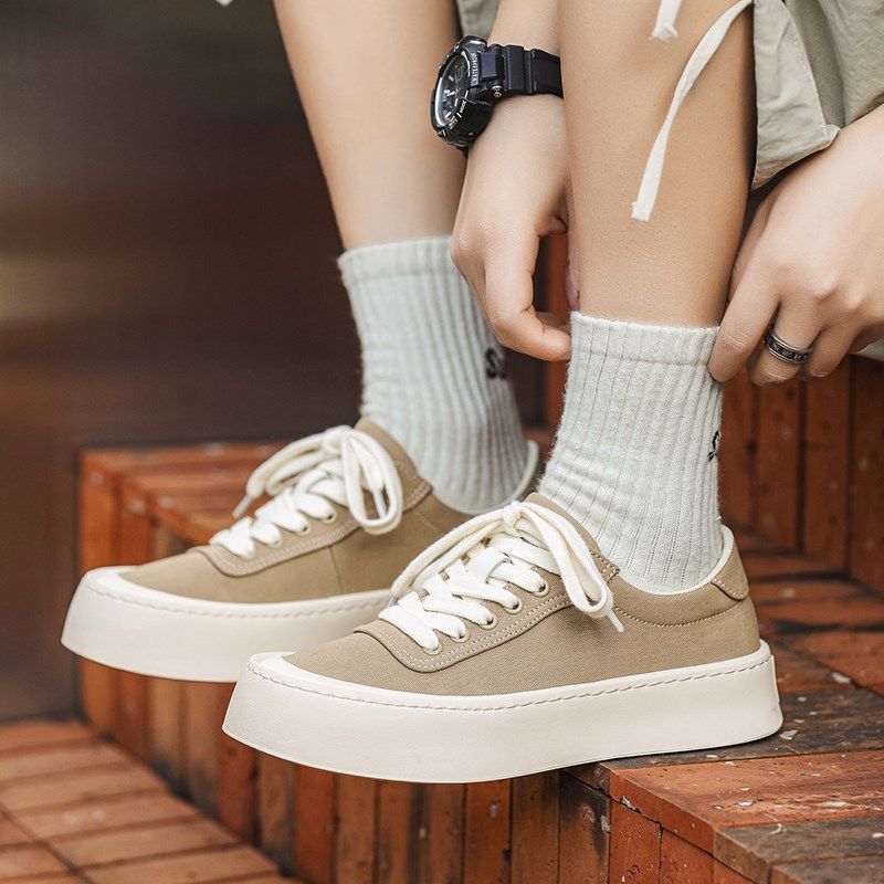百搭简约日系布鞋2025春季男鞋单鞋厚底增高休闲鞋透气帆布鞋板鞋,流行男鞋,布鞋,淘宝优惠券,粉丝福利购,淘宝优惠卷