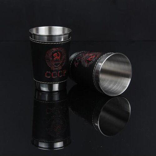 4Pcs/Set Stainless Steel Hip Flask 1/2/6OZ Wine Cups with PU