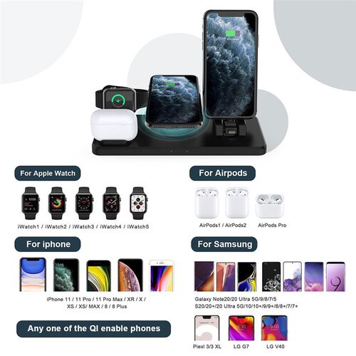 Qi Wireless Charging Station  iPhone 11 XS XR 8 4 in 1 15W F