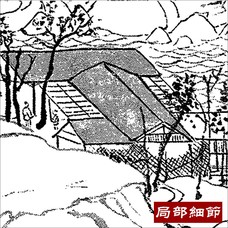 d02王希孟里江千山图vscenjjs长卷线稿描片段白描底工笔画国画山