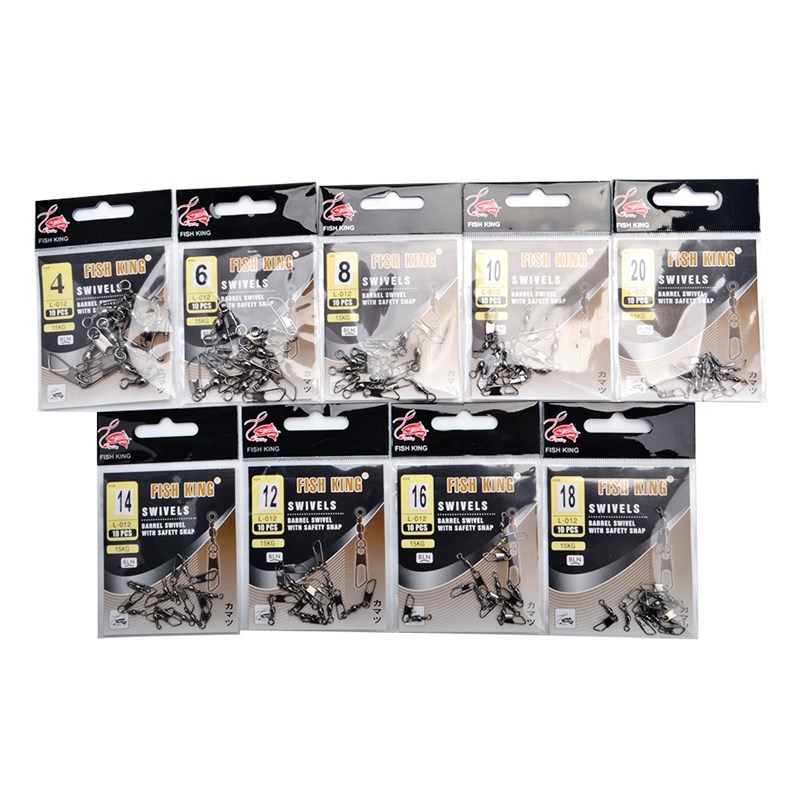 10PCS/Lot 4#-22# Fishing Swivel Barrel Swivels With Snap Fis