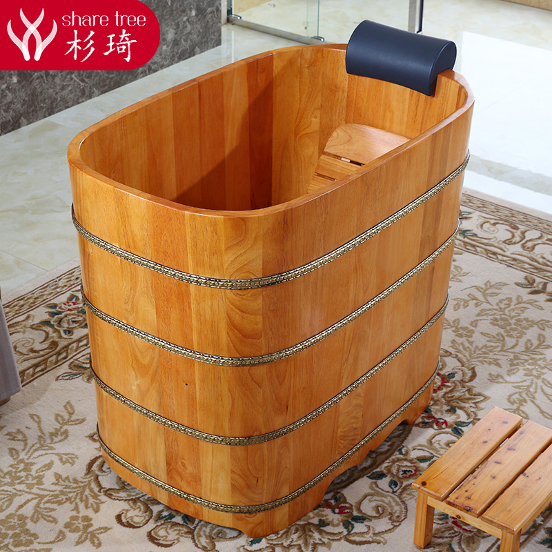 热销2TCU小户型加高泡澡木桶浴桶家用儿童洗澡桶坐浴盆大人木桶泡