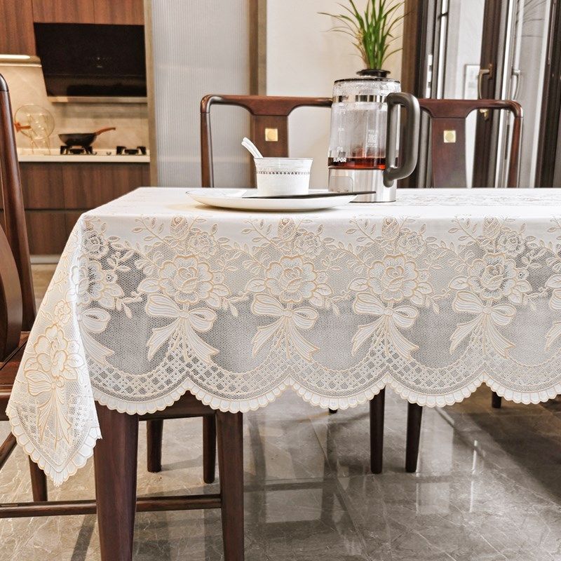防水pvc桌布法式乳白色蕾丝餐桌布长方形桌垫家用茶几布台布盖布,居家布艺,桌布,淘宝优惠券,粉丝福利购,淘宝优惠卷