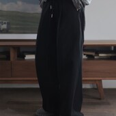 白 黑色 简约斜线裁剪休闲长裤 衣疫 全棉百搭宽松直筒裤