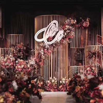 高档新款婚庆屏道具铁艺弧形z屏条风半婚礼背景舞台现场装饰圆