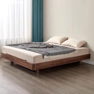 北美黑胡桃木悬浮床无床头床榻榻米床小户型床全实木床床架矮床