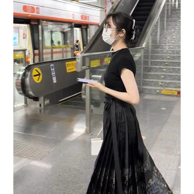 공장 판매 CUIYU 말 G 얼굴 스커트 새로운 중국 스타일 여성 의류 개선 HANFU 여성의 봄 여름 새로운 스타일 허리 슬리밍 중국