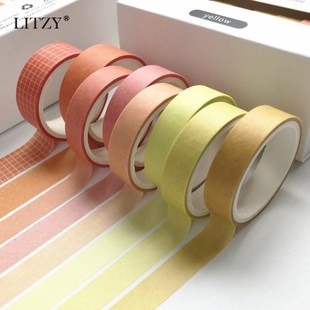Decoration Retro Set Tape Washi Basic Color Solid set 8pcs