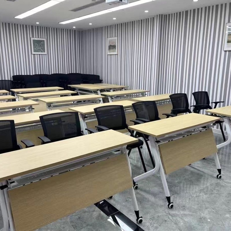 折叠办公桌长桌培训台翻板桌可移动F拼接多功能双人课桌椅会议桌