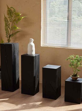 【折扣】X90U实木墩子碳化黑色侘寂原木凳子民宿边角几摆件木桩根