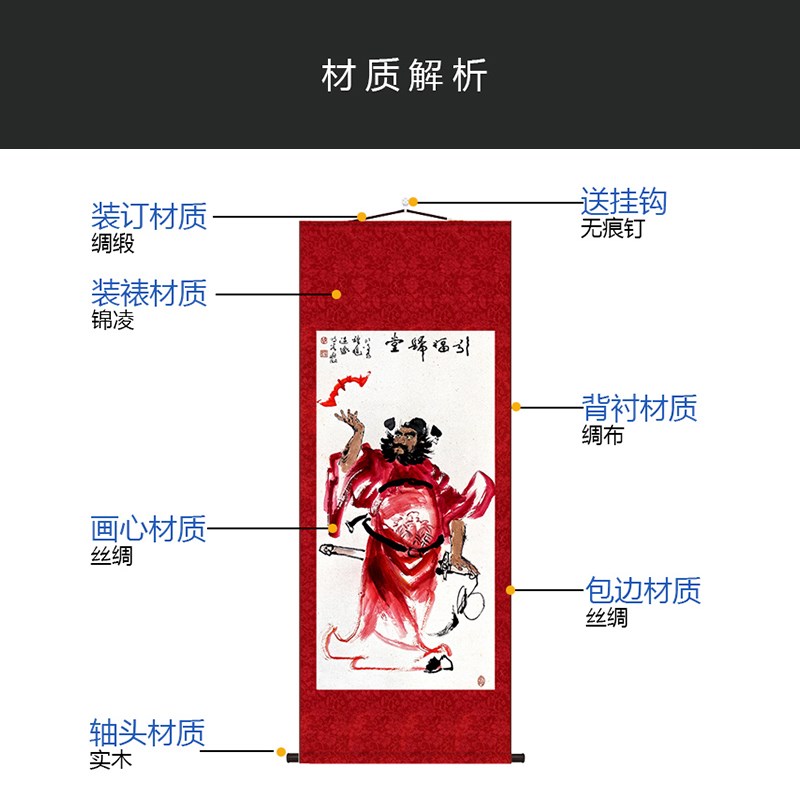 钟馗伏魔图朱砂护子天师奎魁画像神像挂画图片门贴大门风水墙贴画