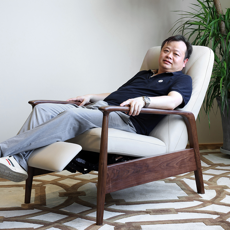 北美黑胡桃木功能沙发椅懒人客厅可调节实木休闲椅北欧单人扶手椅