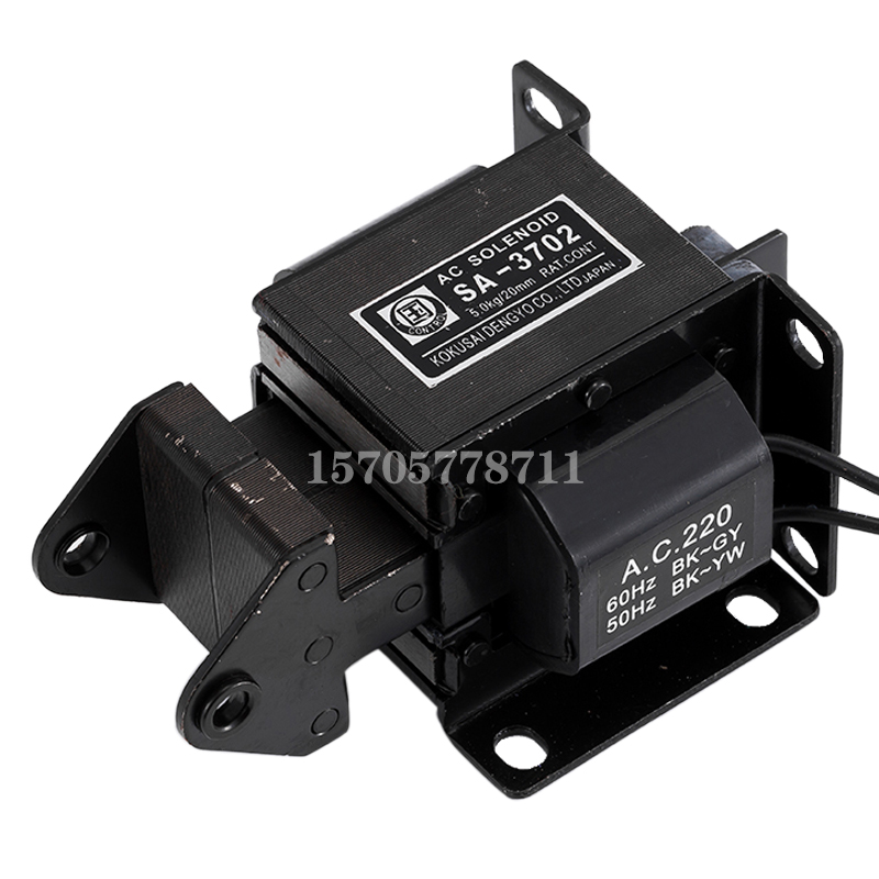国字牌SA-3702电磁铁5KG行程20mm交流推拉式牵引电磁铁AC220V干