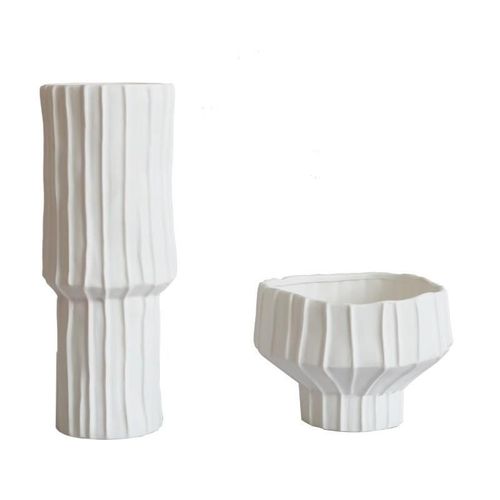 简约现代白色个性陶瓷花器家居装饰品干花插花花瓶客厅桌面摆件