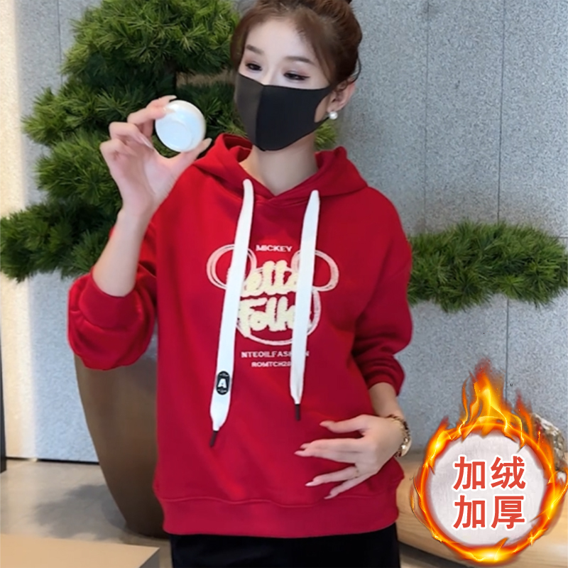 加绒卫衣女款秋冬2023新款爆款小个子宽松长袖连帽衫女士上衣春秋