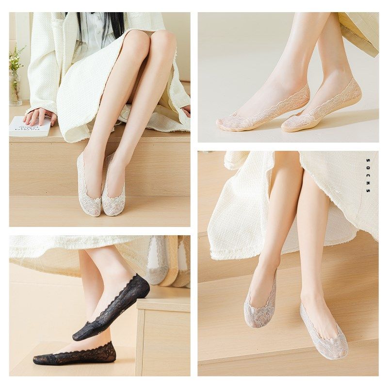 蕾丝船袜女夏季薄款底防滑不掉跟高跟鞋袜子浅口隐形2024新款,女士内衣/男士内衣/家居服,船袜,淘宝优惠券,粉丝福利购,淘宝优惠卷