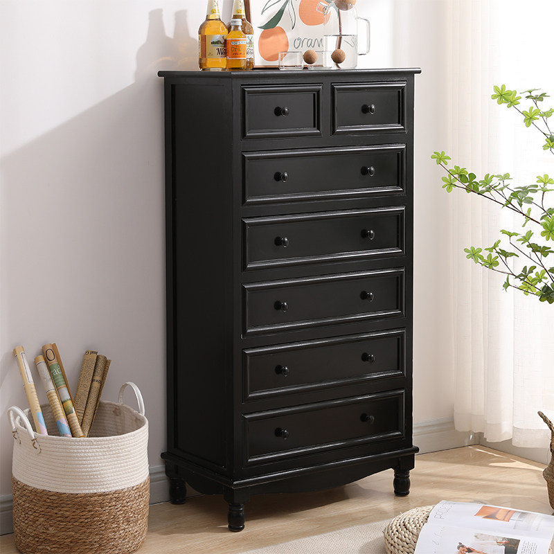 斗柜实木美式简约收纳储物靠墙小柜子卧室客厅抽屉边柜置物柜黑色,住宅家具,斗柜,淘宝优惠券,粉丝福利购,淘宝优惠卷
