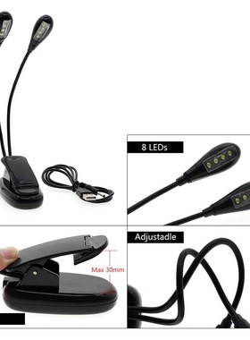 Book-Light Desk-Lamp Gooseneck Music-Stand Usb Led Adjustabl