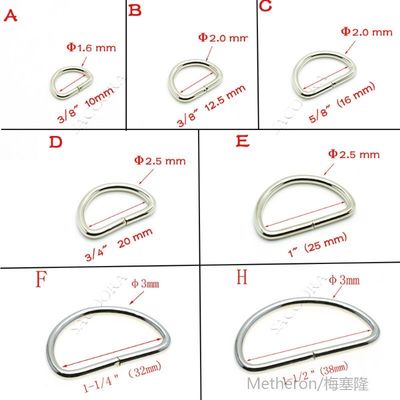新品10pcs/pack Nickel Plated D ring Semi ring Ribbon clasp K