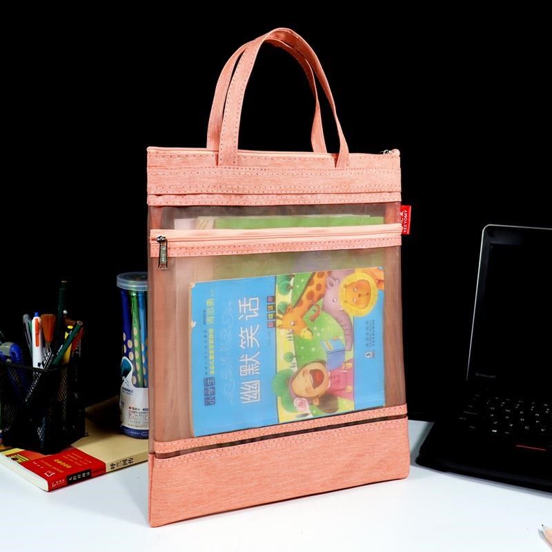 帆布手提文件袋双层网纱透明拉链袋A4学生补习包美术培训包大容量,文具电教/文化用品/商务用品,文件袋/资料袋/试卷收纳袋,淘宝优惠券,粉丝福利购,淘宝优惠卷