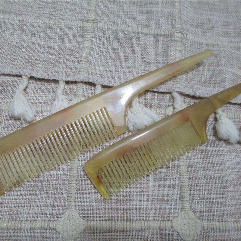 挑分发尖尾造型梳子天然牛角梳女孩扎辫子宝宝羊角梳黄角按摩密齿
