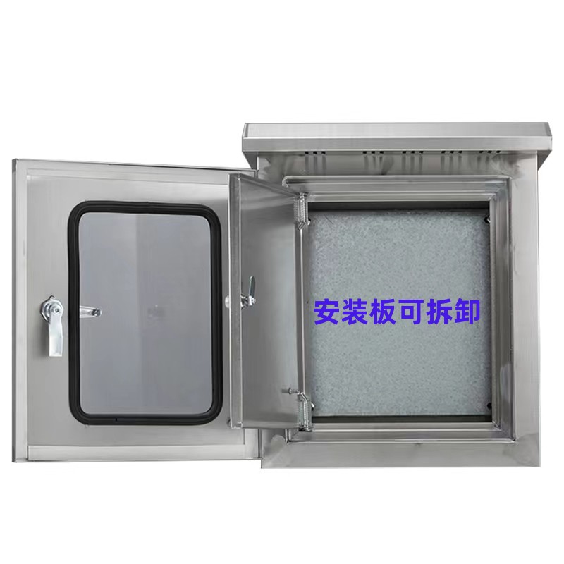 户外304不锈钢双层门配电箱室外防雨监控仪表按钮箱内外门控制箱