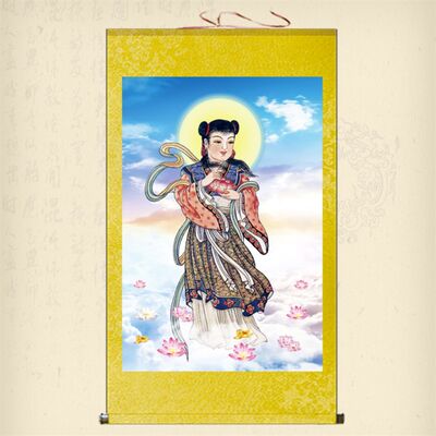 善财童子神像龙i女画像挂画观世音菩萨胁侍佛像客厅佛堂装饰卷轴