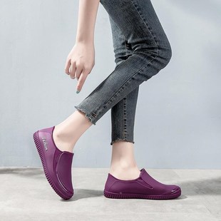雨鞋 雨靴劳保 女软底浅口低帮短筒洗车防滑防水鞋 食品厨房工作胶鞋