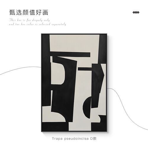 黑高级感极简客厅装饰画肌理风格沙发背景墙挂画抽象落地画白灰