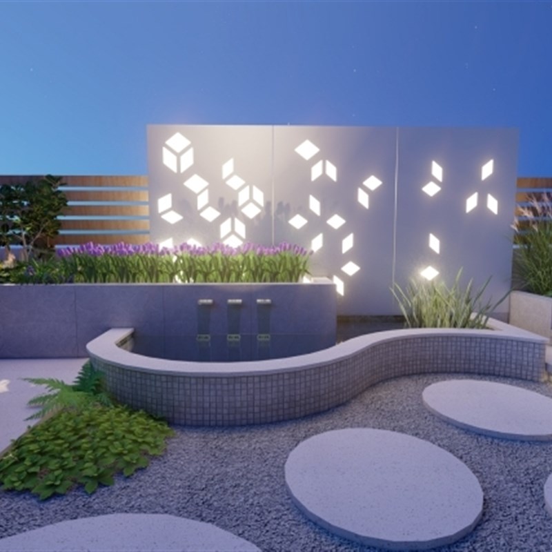 别墅花园设计施工屋顶露台景观设计现代庭院水景庭院设计施工景观