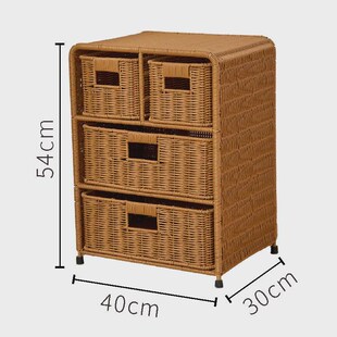 客田园民宿风收纳柜抽屉式 LX043四抽床头柜仿藤新中式