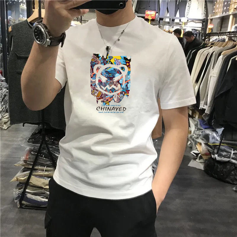 香港潮牌夏季熊涂鸦印花短袖T恤男士潮流欧美风半袖薄款宽松上衣
